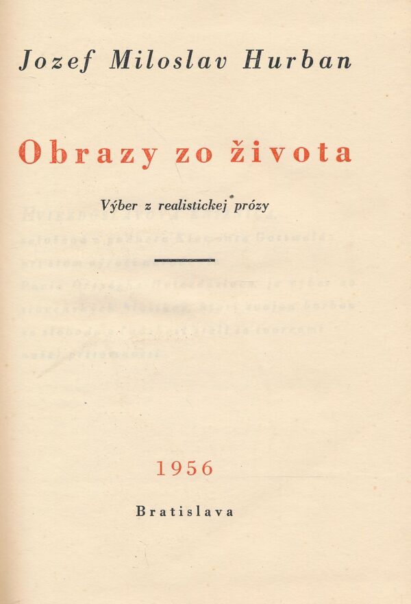 Jozef Miloslav Hurban: Obrazy zo života
