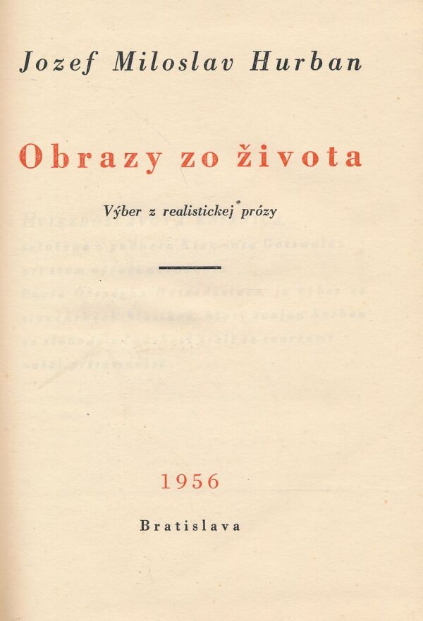 Jozef Miloslav Hurban: Obrazy zo života