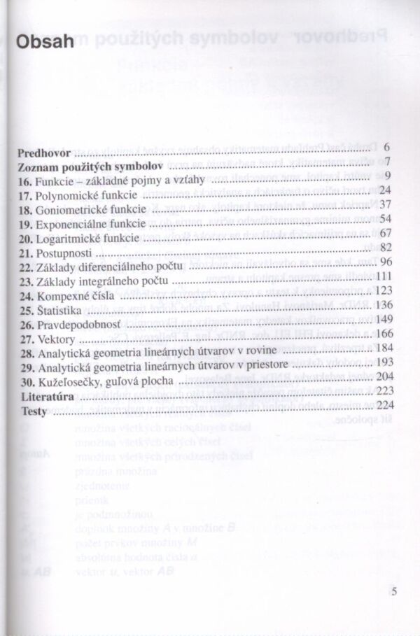 V. Burjan, Ľ. Hrdina, M. Maxian: PREHĽAD MATEMATIKY 2. ČASŤ
