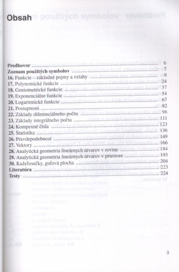 V. Burjan, Ľ. Hrdina, M. Maxian: PREHĽAD MATEMATIKY 2. ČASŤ