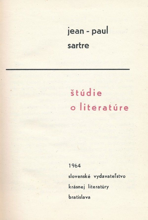 Jean-Paul Sartre: ŠTÚDIE O LITERATÚRE