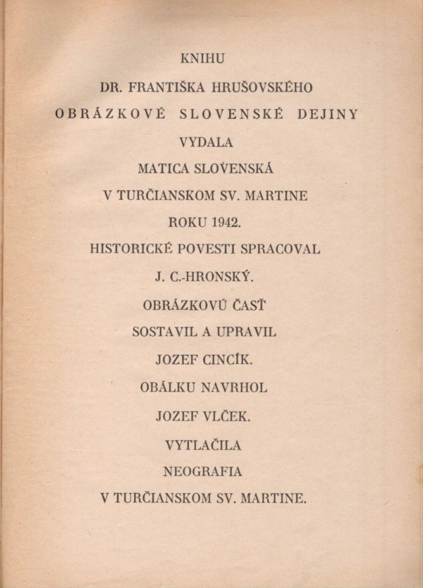 Fr. Hrušovský: OBRÁZKOVÉ SLOVENSKÉ DEJINY
