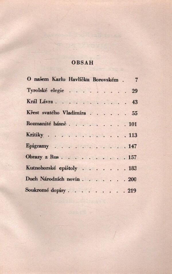 Karel Havlíček Borovský: ŽIVOTNÍ DÍLO
