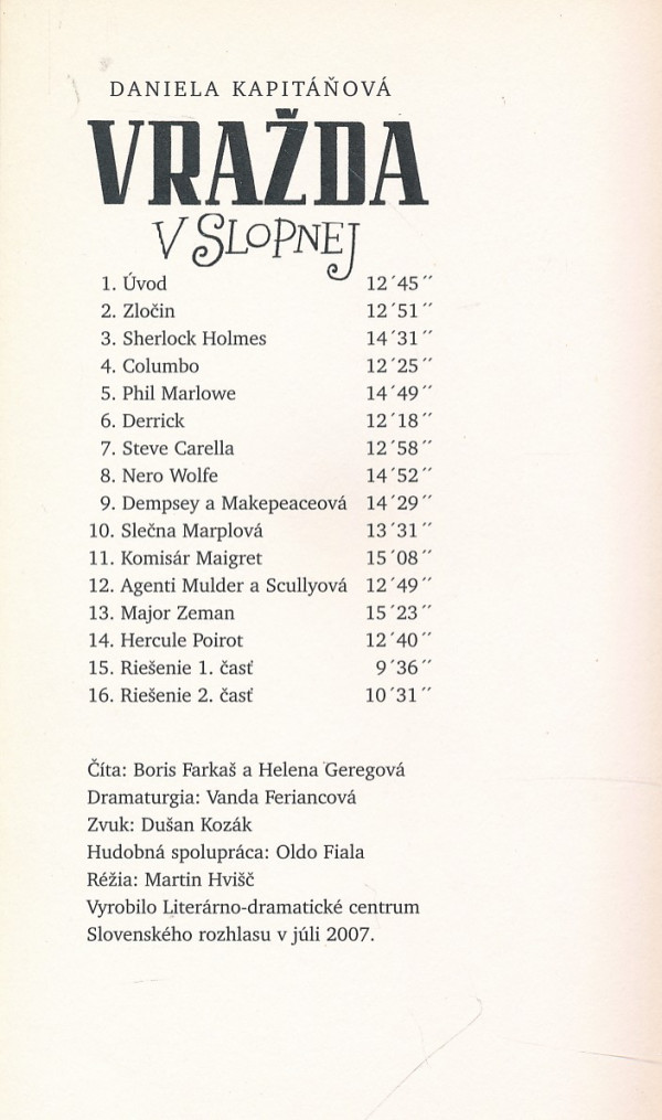 Daniela Kapitáňová: VRAŽDA V SLOPNEJ