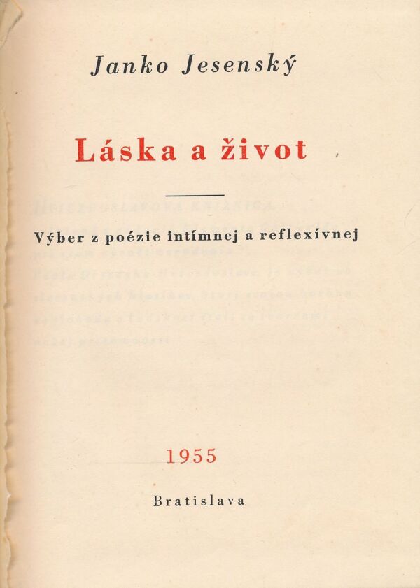 Janko Jesenský: Láska a život