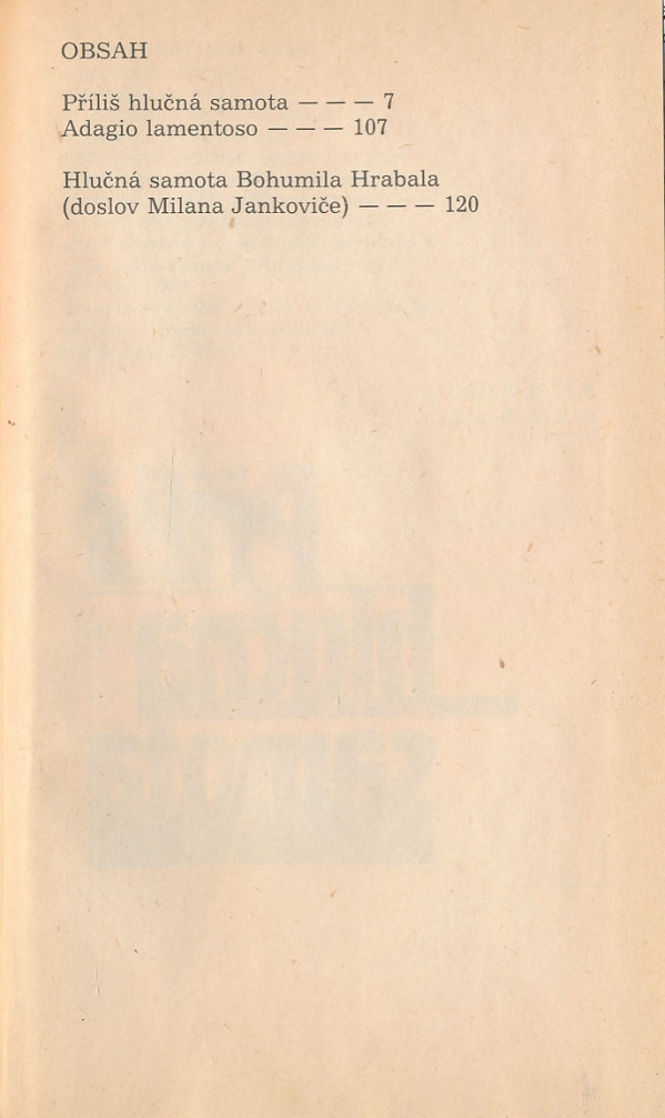 Bohumil Hrabal: PŘÍLIŠ HLUČNÁ SAMOTA