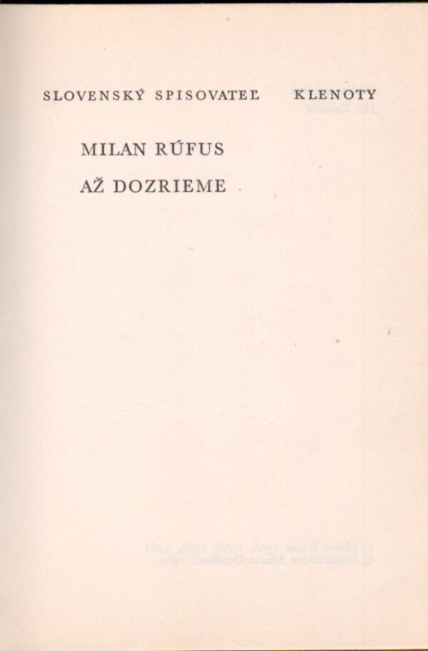 Milan Rúfus: KLENOTY