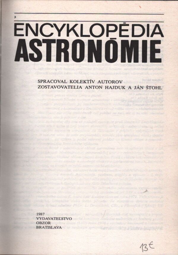 a kolektív autorov: ENCYKLOPÉDIA ASTRONÓMIE