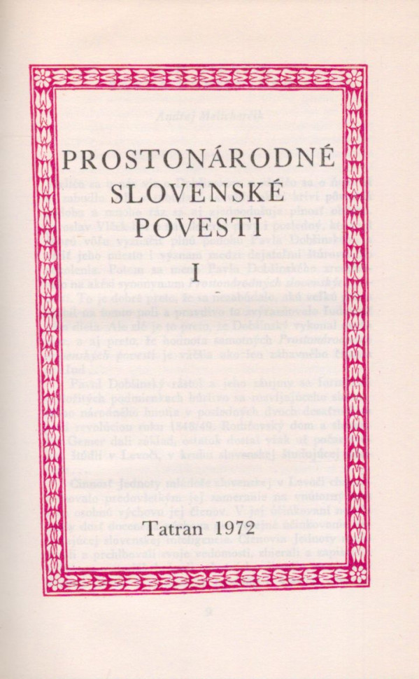 Pavol Dobšinský: PROSTONÁRODNÉ SLOVENSKÉ POVESTI I, II