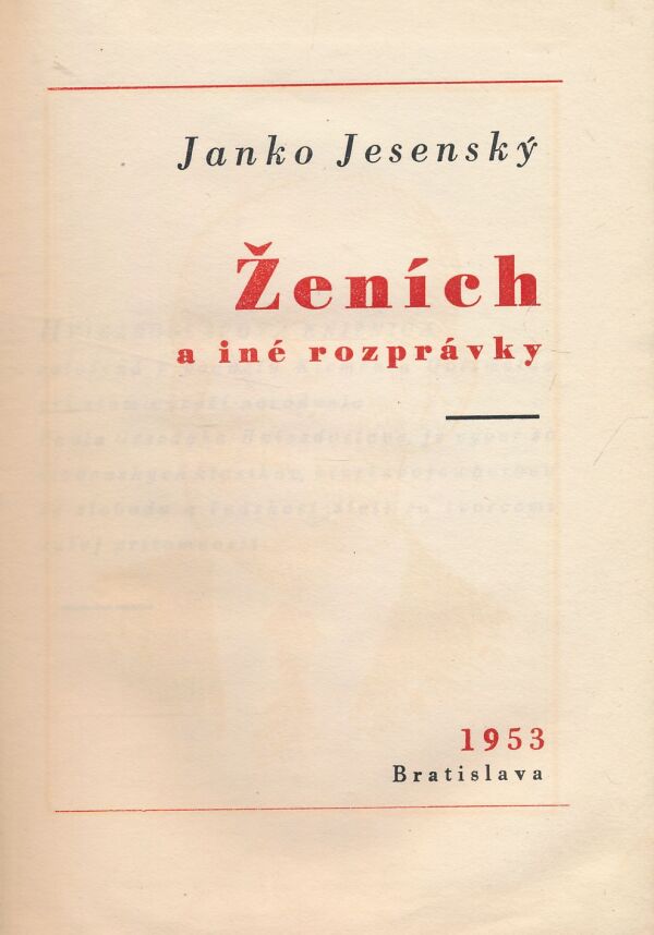 Janko Jesenský: Ženích a iné rozprávky