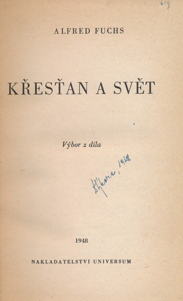 Alfred Fuchs: KŘESŤAN A SVĚT