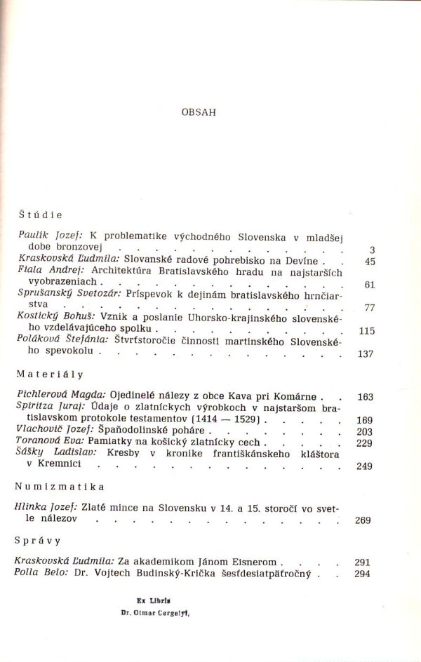 ZBORNÍK SLOVENSKÉHO NÁRODNÉHO MÚZEA - HISTÓRIA 8