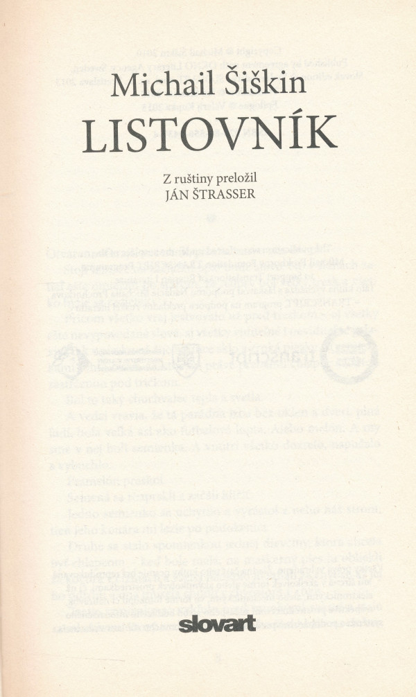 Michal Šiškin: LISTOVNÍK