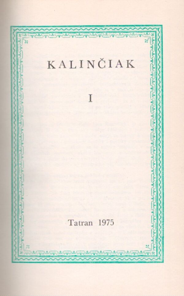 JÁN KALINČIAK I-II