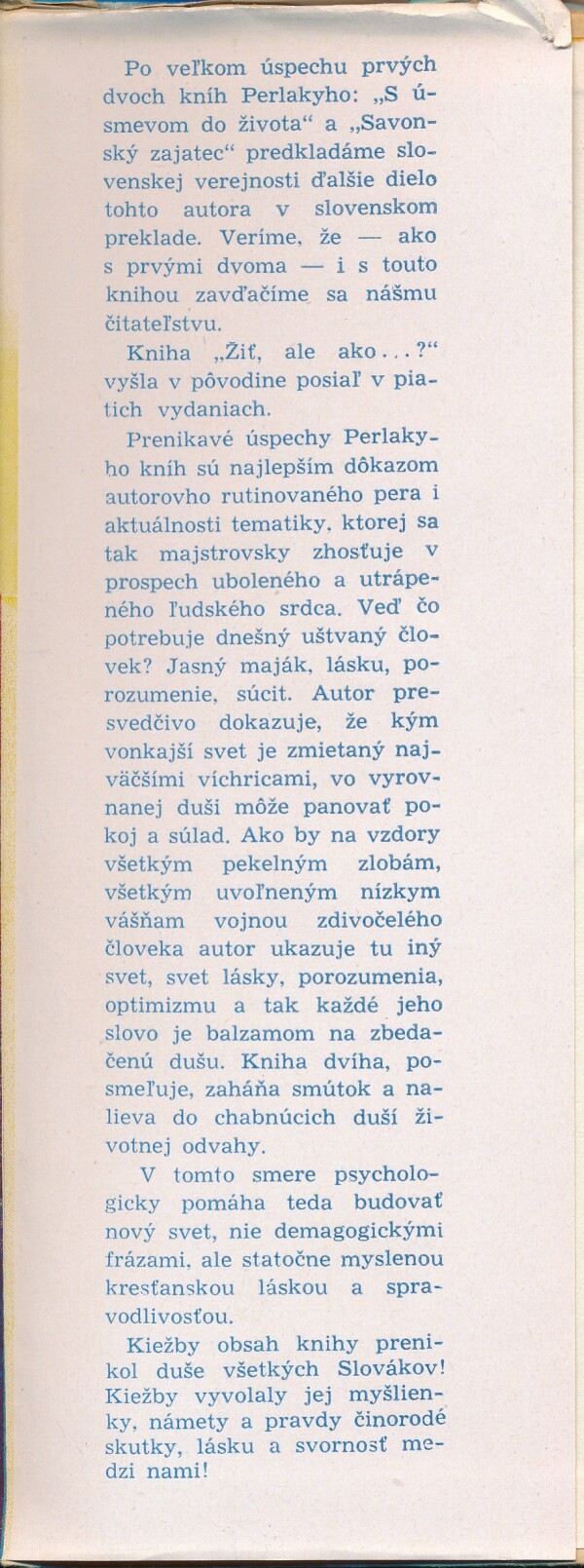 Lajos Perlaky: ŽIŤ, ALE AKO ...?