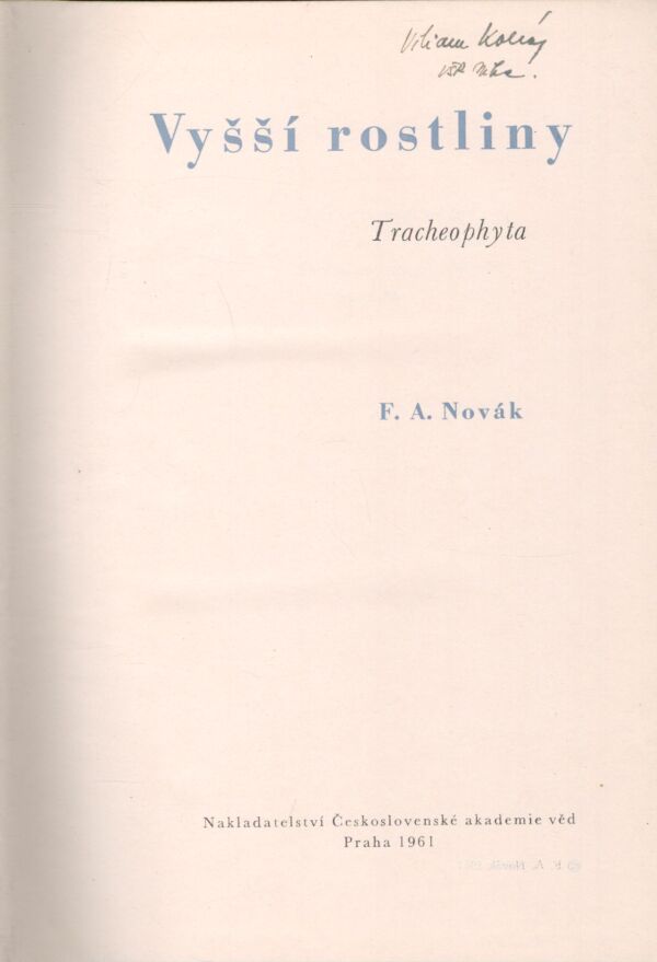 F. A. Novák: VYŠŠÍ ROSTLINY