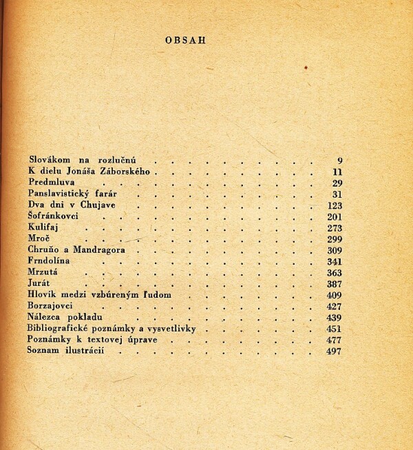 Jonáš Záborský: VÝBER Z DIELA I.