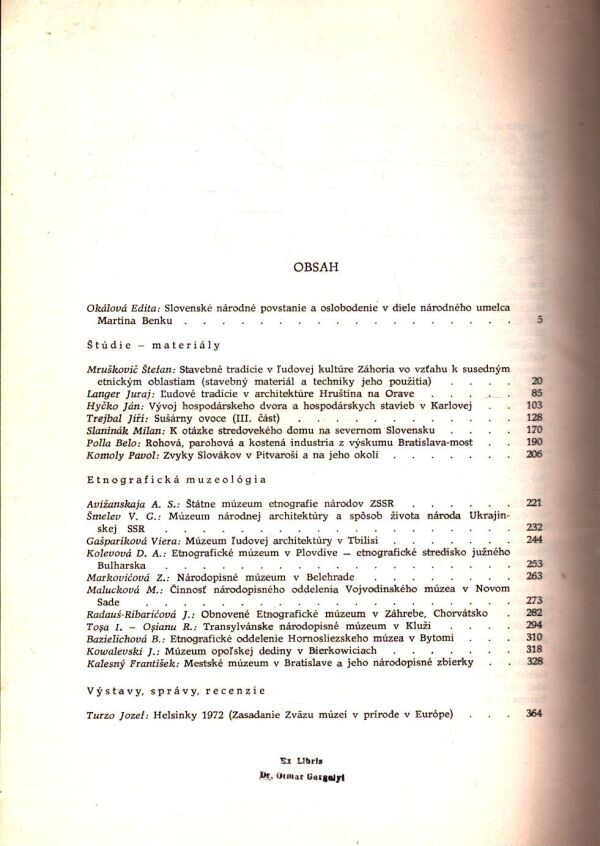 ZBORNÍK SLOVENSKÉHO NÁRODNÉHO MÚZEA - ETNOGRAFIA 16