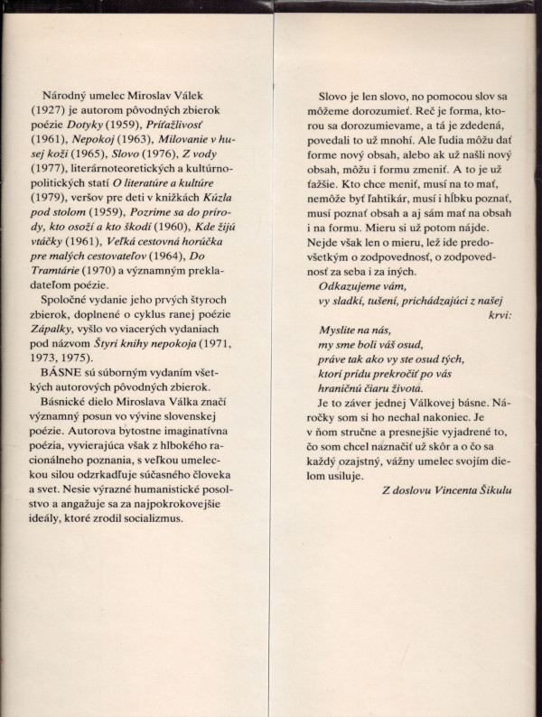 Miroslav Válek: BÁSNE