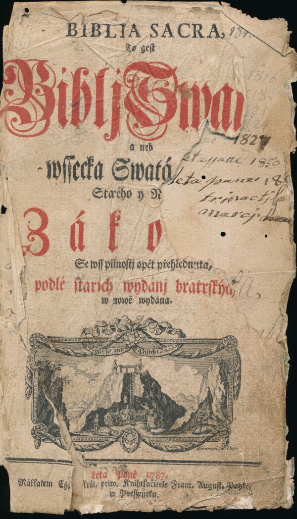 BIBLIA SACRA TO GEST BIBLJ SWATÁ ANEB WSSECKA SWATÁ PISMA STARÉHO I NOWÉHO ZÁKONA