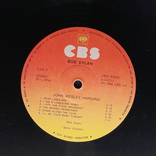 Bob Dylan: JOHN WESLEY HARDING - LP