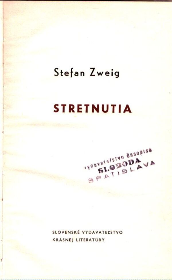 Stefan Zweig: STRETNUTIA