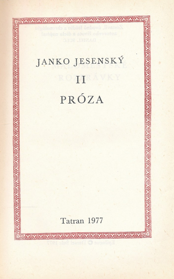Janko Jesenský: PRÓZA II