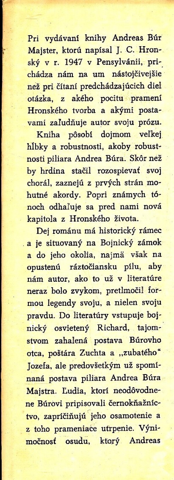 Jozef Cíger Hronský: ANDREAS BÚR MAJSTER