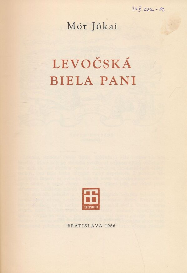Mór Jókai: Levočská biela pani