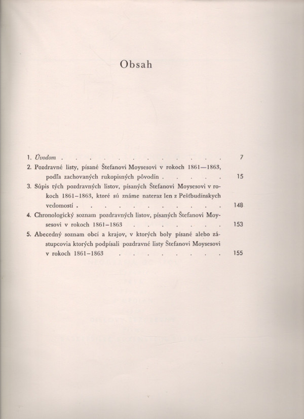 POZDRAVNÉ LISTY ŠTEFANOVI MOYSESOVI V ROKOCH 1861 - 1863