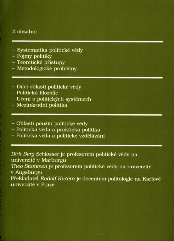 D. Berg-Schlosser, T. Stammen: ÚVOD DO POLITICKÉ VĚDY