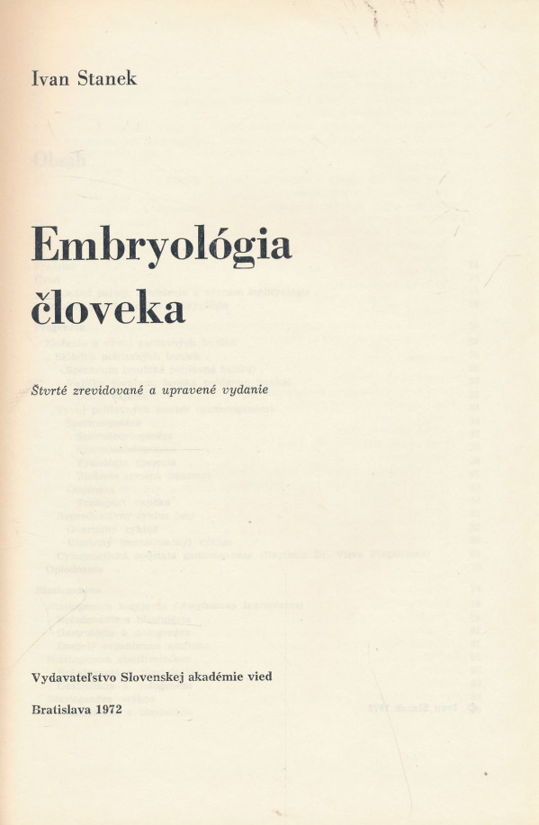 Ivan Stanek: Embryológia človeka