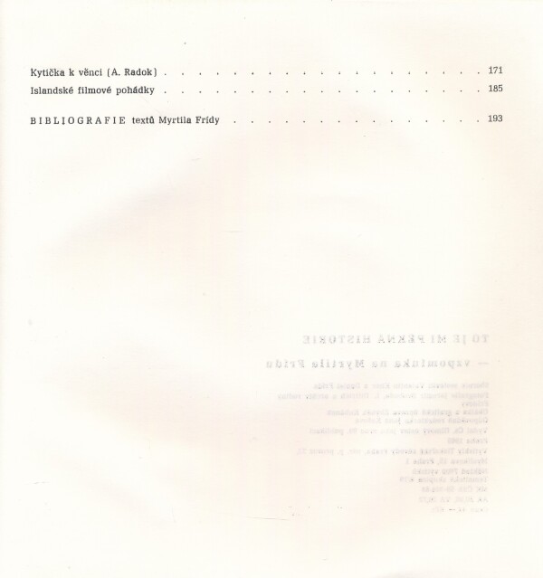 TO JE MI PĚKNÁ HISTORIE - VZPOMÍNKA NA MYRTILA FRÍDU