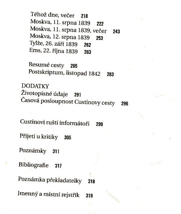 Custine Astolphe De: DOPISY Z RUSKA - RUSKO V ROCE 1839