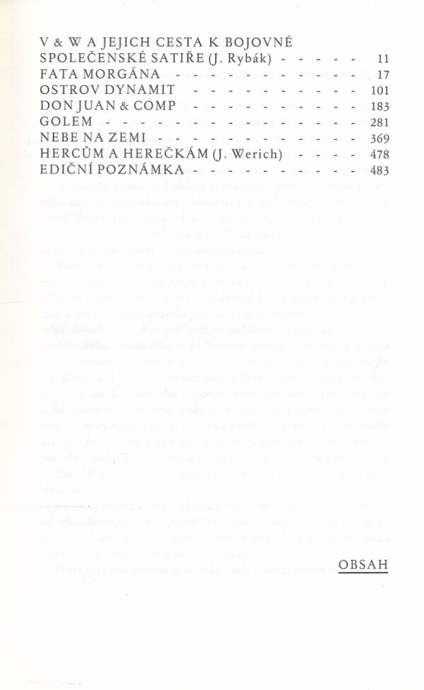 Jiří Voskovec, Jan Werich: HRY OSVOBOZENÉHO DIVADLA - FATA MORGÁNA. OSTROV DYNAMIT. DON JUAN and comp. NEBE NAD ZEMÍ