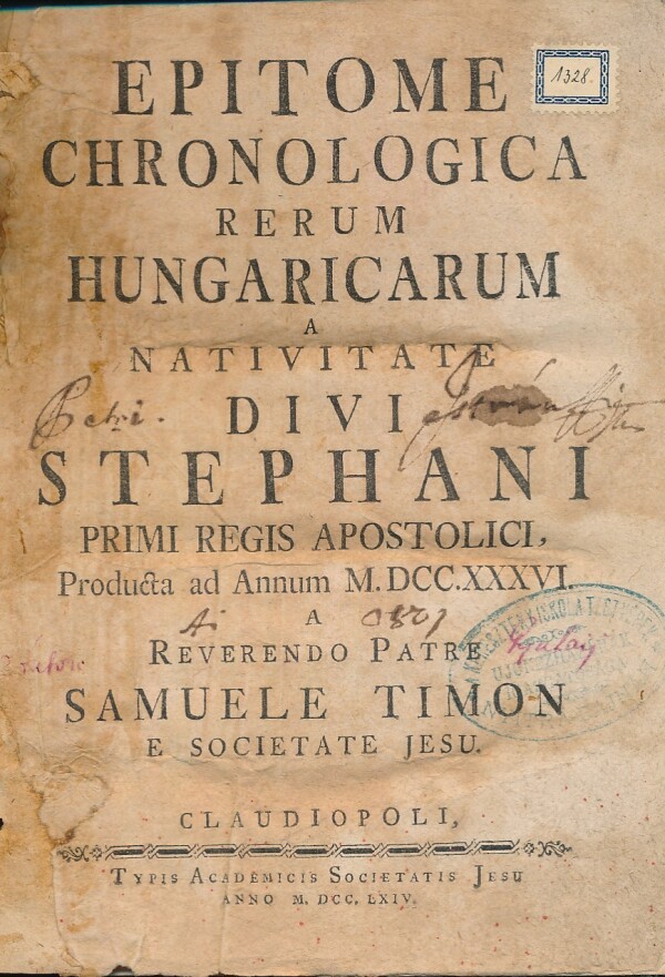 Samuele Timon: EPITOME CHRONOLOGICA RERUM HUNGARICARUM