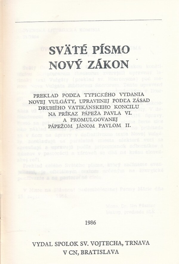 SVÄTÉ PÍSMO NOVÝ ZÁKON