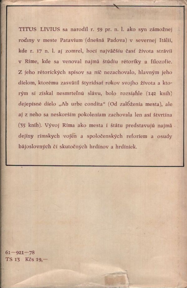 Titus Livius: HRDINSKÉ BÁJE RÍMA