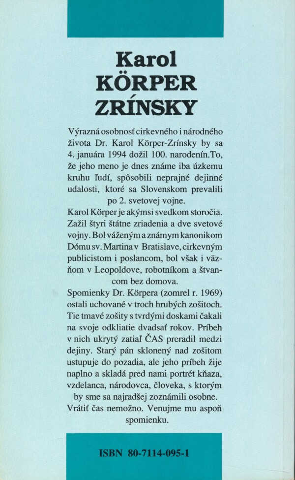Zrínsky Karol Körper: MÔJ ŽIVOT