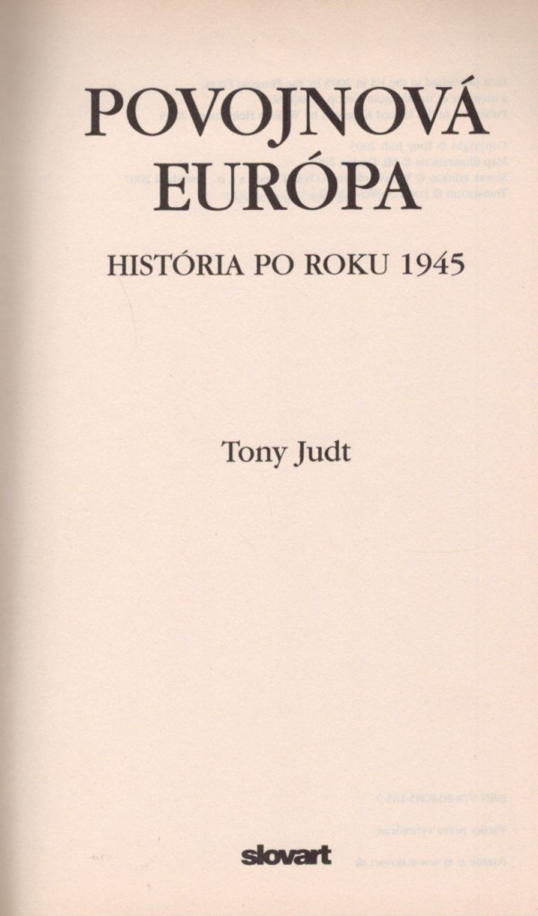 Tony Judt: POVOJNOVÁ EURÓPA