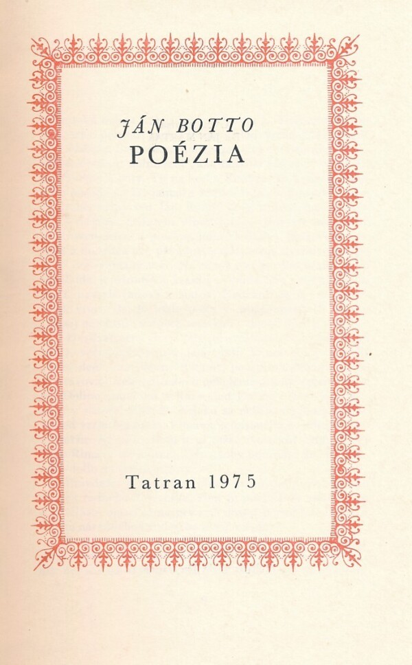 Ján Botto: POÉZIA