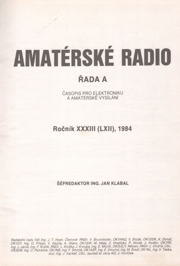 AMATÉRSKÉ RADIO 1984