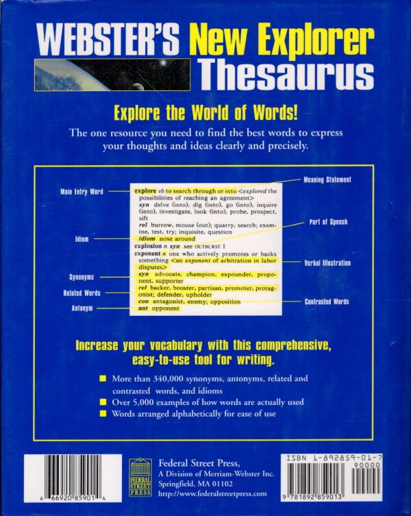 WEBSTER`S NEW EXPLORER THESAURUS