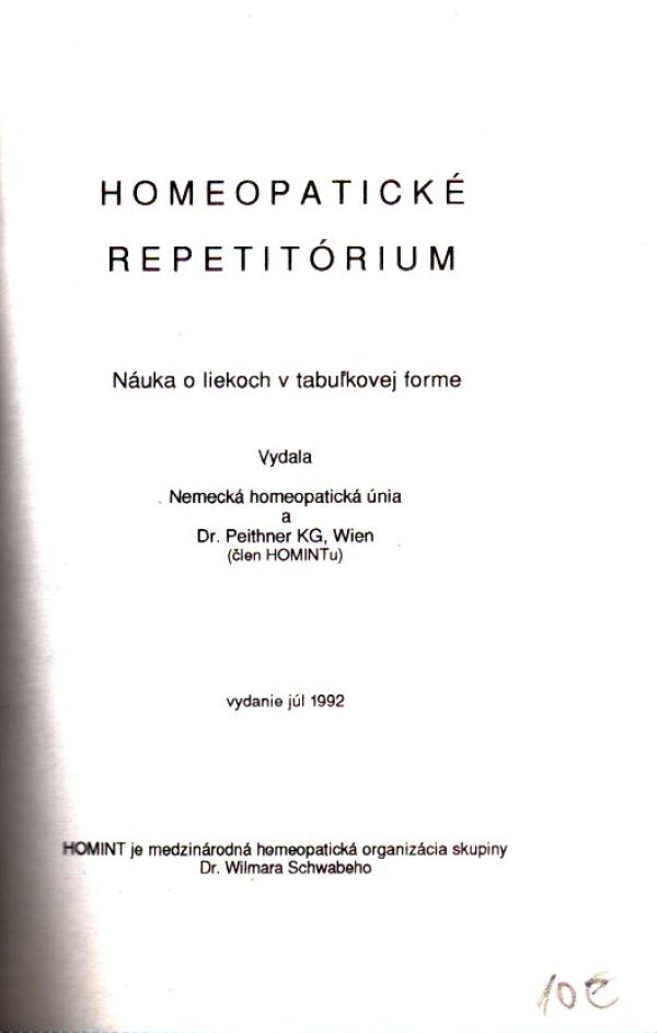 HOMEOPATICKÉ REPETITÓRIUM