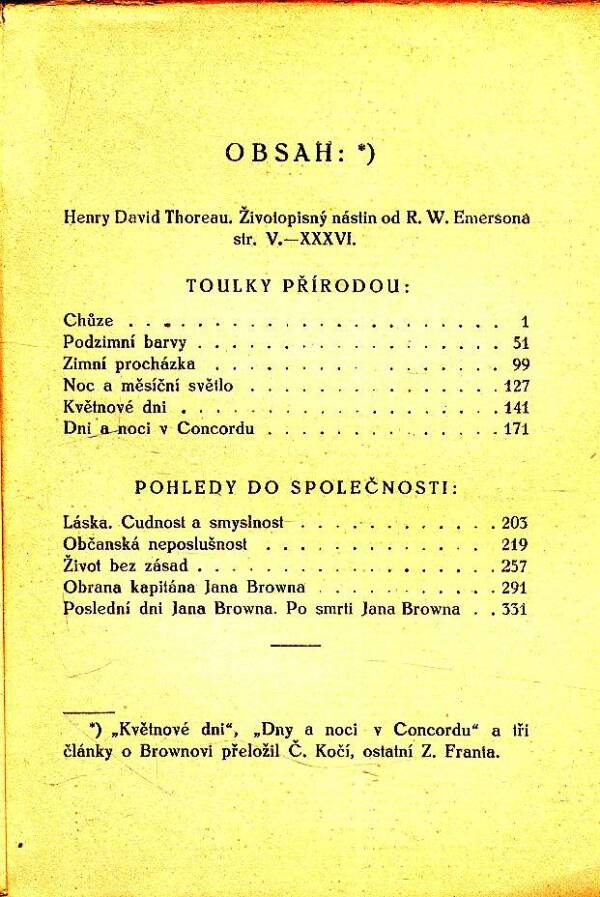 Henry David Thoreau: TOULKY PŘÍRODOU A POHLEDY DO SPOLEČNOSTI