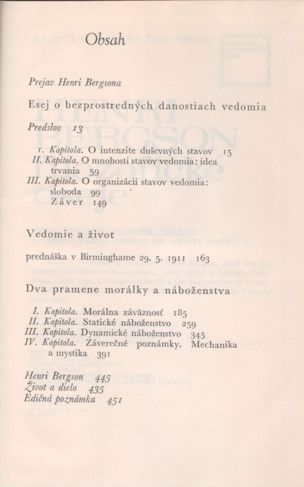 Henri Bergson: FILOZOFICKÉ ESEJE
