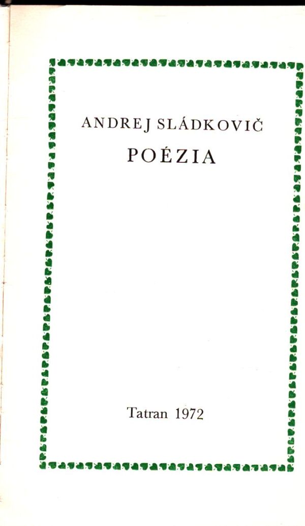 Andrej Sládkovič: POÉZIA