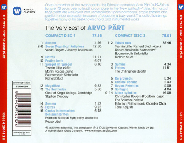Arvo Pärt: THE VERY BEST OF ARVO PÄRT - 2 CD