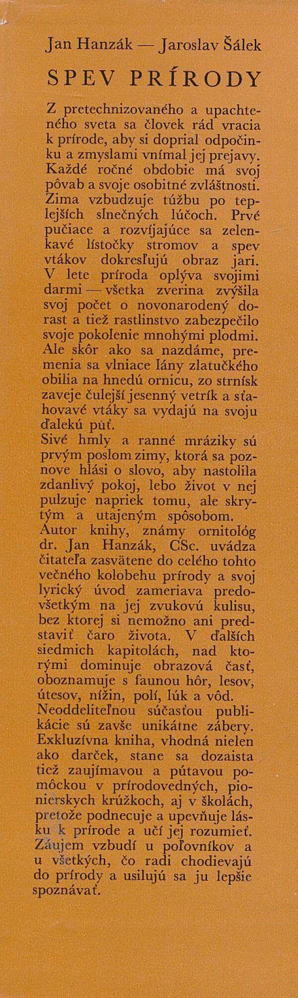 J. Hanzák, J. Šálek a kol.: Spev prírody