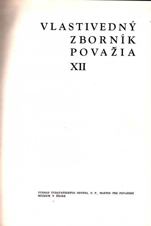 VLASTIVEDNÝ ZBORNÍK POVAŽIA XII.